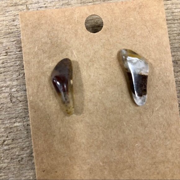 Quartz and Jasper Natural Stone Earrings - Picture 1 of 4